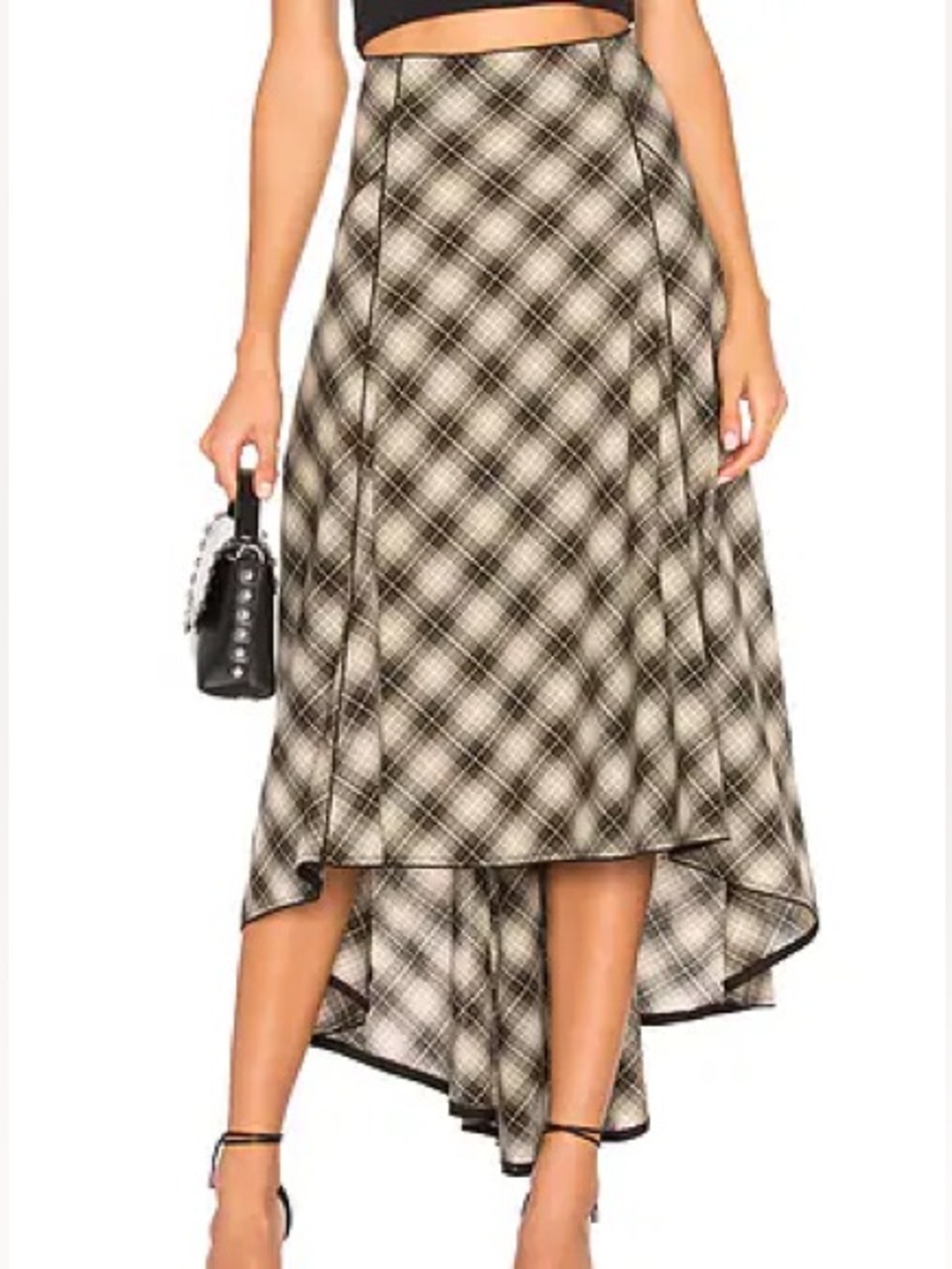 Free People Plaid Asymmetrical High-Low Skirt